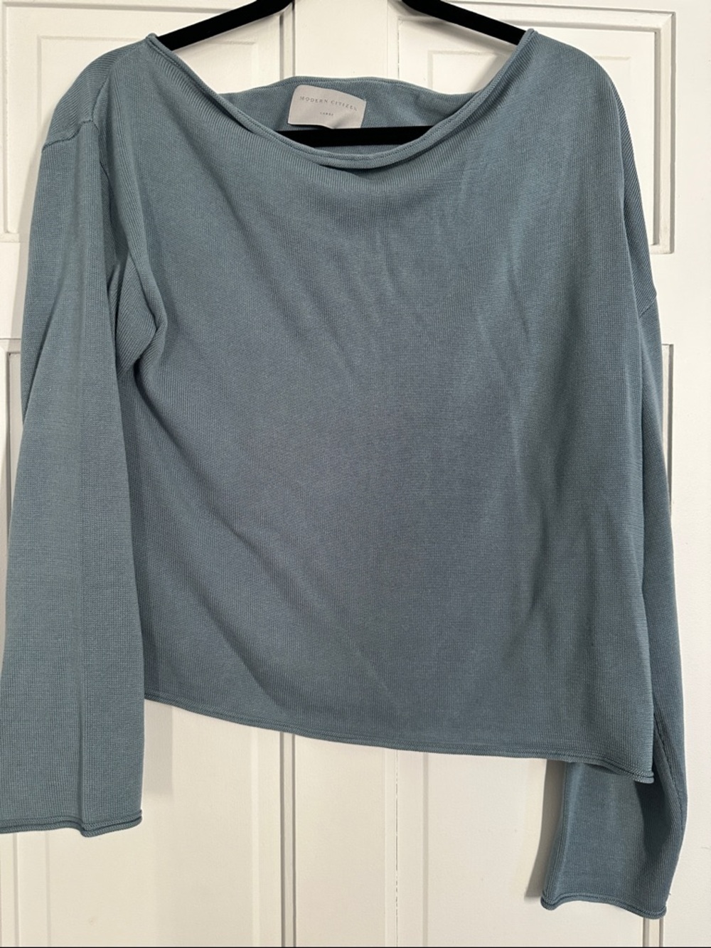 Modern Citizen Dusty Blue Off The Shoulder Long-Sleeve Top